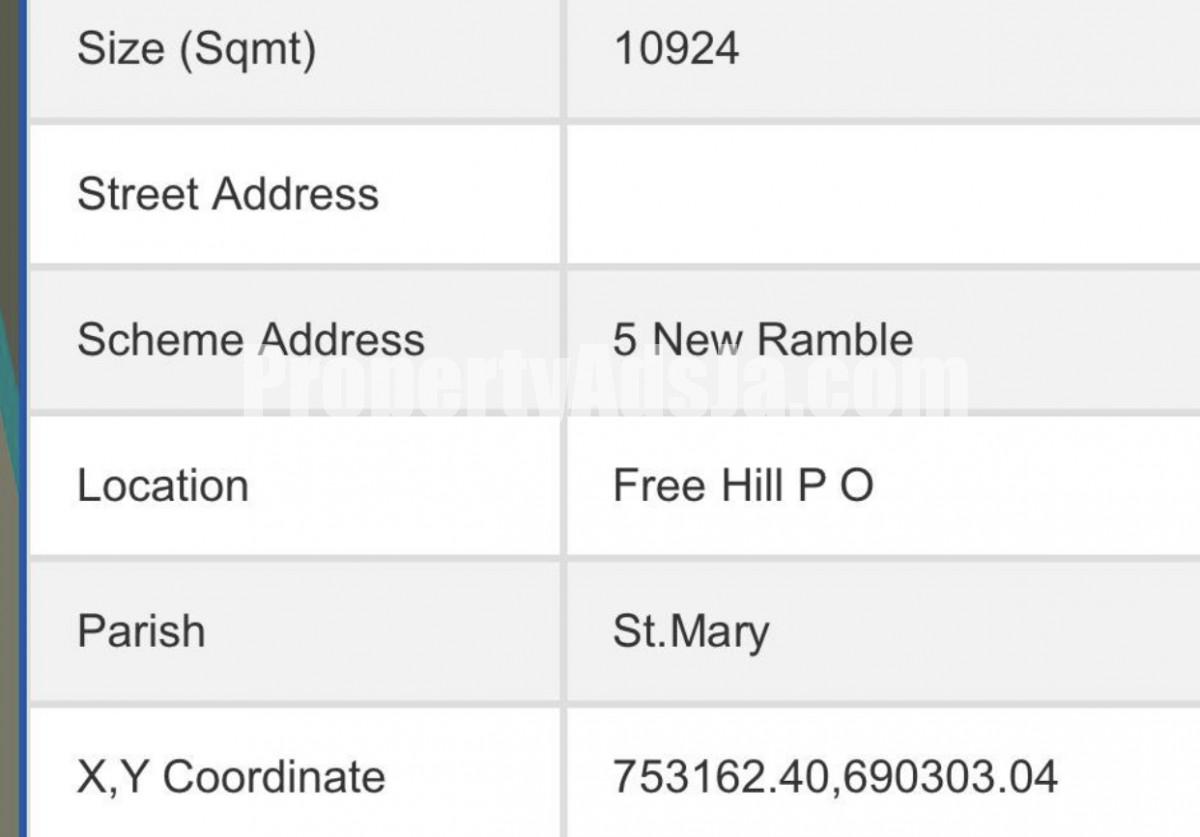 Residential lot For Sale in Free Hill, St. Mary Jamaica